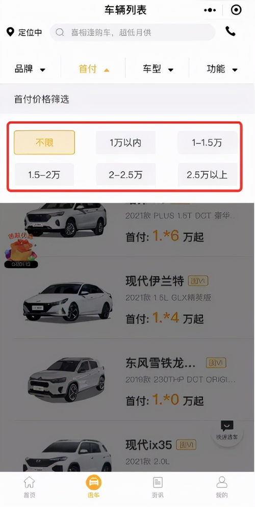 汽车首付租金是多少