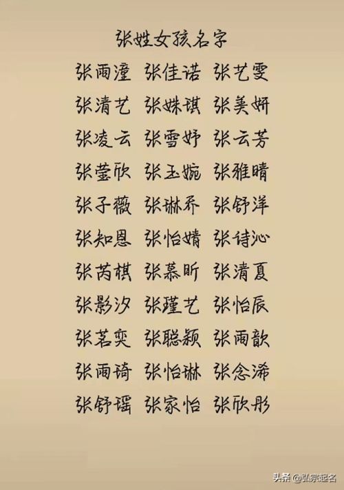 张姓名字大全女孩名字（张姓名字大全女孩名字二个字）